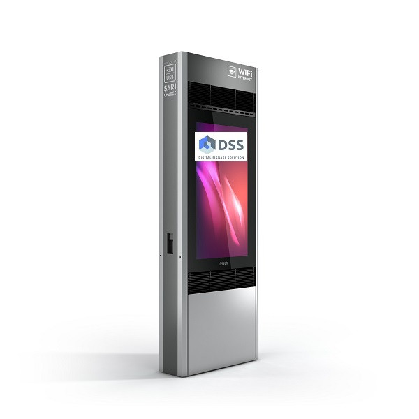 Outdoor Stele Portrait, 55" Bildschirm, Inox-Stahl